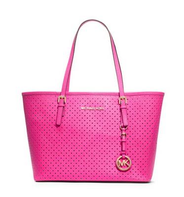 michael kors jet set perforert reise tote pink Stil Butikken egvmk